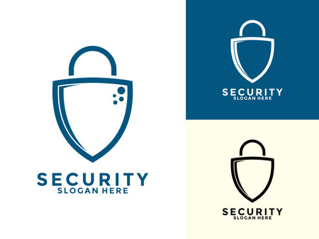 Tech Secure and Protection Logo Vector Template, Tech Cyber Security Shield logo design with modern conceptのイラスト素材