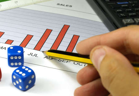 sales graph analysis and dicesの写真素材