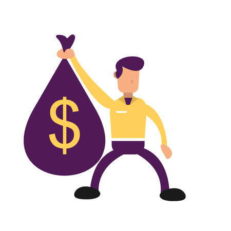 illustration of getting a lot of money and a lot of profit on a white backgroundのイラスト素材