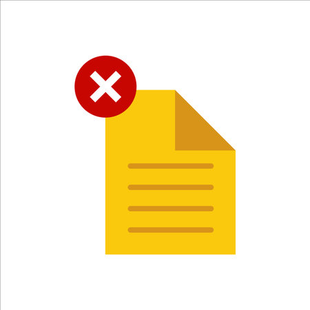 Document with wrong mark flat icon on white background. Vector illustration.のイラスト素材