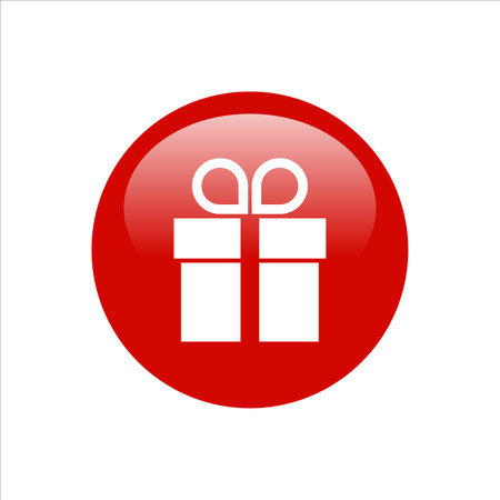 Red gift icon on white background. Vector illustration. Eps 10.のイラスト素材