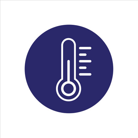 Thermometer line icon on white background. Vector illustration, flat design.のイラスト素材
