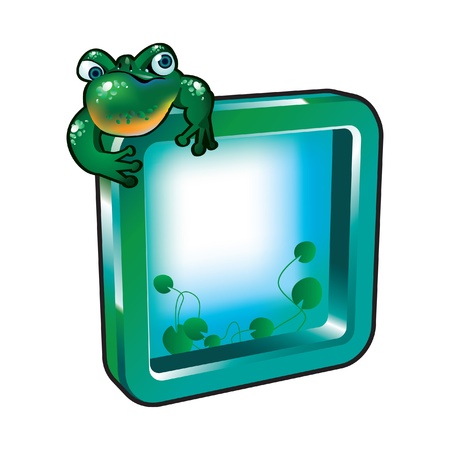 A frog sitting on the frameのイラスト素材