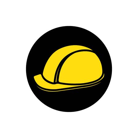 Yellow construction helmet. Illustration of a flat vector icon.のイラスト素材
