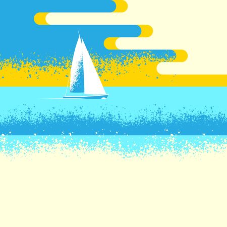 Minimalist illustration of a yacht at seaのイラスト素材