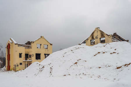 Balashikha, Russia - December 5, 2021: Unfinished cottage settlement "Polyana"のeditorial素材