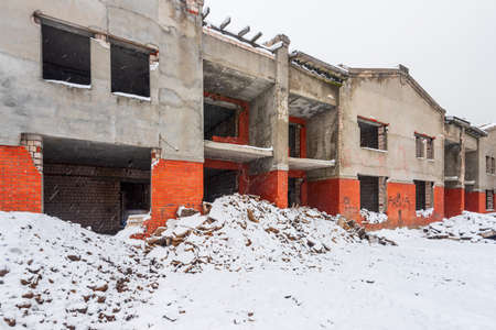 Balashikha, Russia - December 5, 2021: Unfinished cottage settlement "Polyana"のeditorial素材