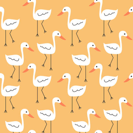 Little Cute Duck Seamless Patternのイラスト素材