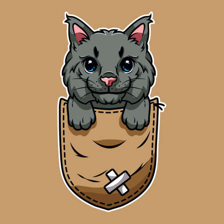 Cute cartoon cat in a pocketのイラスト素材