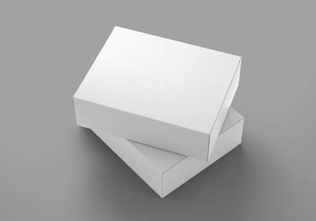 3d stacked box mockup on gray backgroundの写真素材