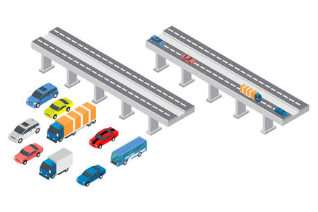 Isometric road and highway vector elements for city map creation. Road highway path for traffic illustration Suitable for Infographics, Game Asset, And Other Graphic Related Assetsのイラスト素材