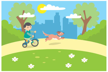 illustration of activities in the park during the day, vector illustration Suitable for Diagrams, Infographics, Book Illustration, Game Asset, And Other Graphic Related Assetsのイラスト素材