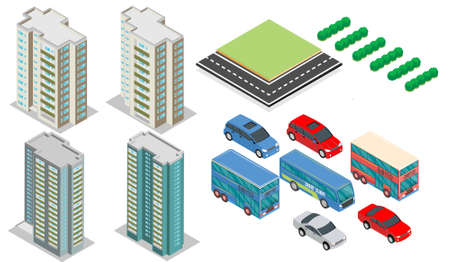 Isometric highway traffic vector illustrationのイラスト素材