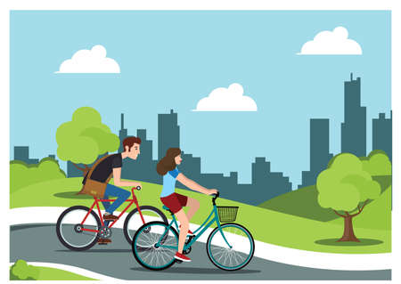 illustration of activities in the park during the day, vector illustration Suitable for Diagrams, Infographics, Book Illustration, Game Asset, And Other Graphic Related Assetsのイラスト素材
