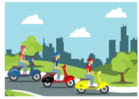 illustration of activities in the park during the day, vector illustration Suitable for Diagrams, Infographics, Book Illustration, Game Asset, And Other Graphic Related Assetsのイラスト素材