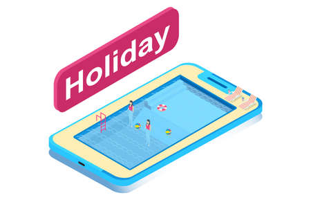 Isometric illustration vacation, vector illustration - Vectorのイラスト素材