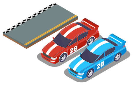 isometric illustration of racing vehicle equipment, vector illustration - Vectorのイラスト素材