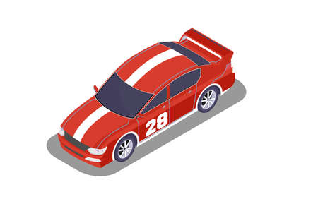 sometric illustration of racing vehicle equipment, vector illustration - Vectorのイラスト素材