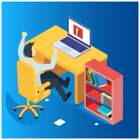 Successful isometric illustrations determine stock results, vector illustrationのイラスト素材