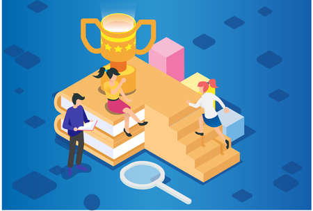 Isometric Modern Smart E-Learning Technology Illustration, Suitable for Diagrams, Infographics, Book Illustration, Game Asset, And Other Graphic Related Assets in isolated white background - Vectorのイラスト素材