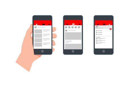 Online news, newspaper, news website flat vector illustration. News update, digital content, internet newspaper, news article for web banner and appsのイラスト素材