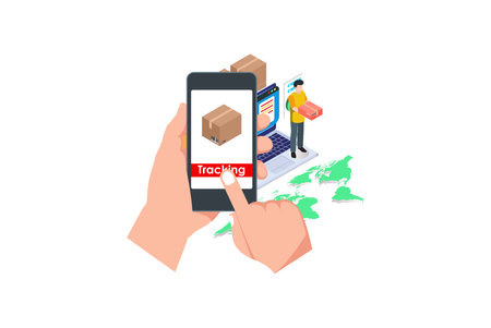 Delivery concept templates for mobile app page. Suitable for Diagrams, Infographics, Book Illustration, Game Asset, And Other Graphic Related Assets in isolated white backgroundのイラスト素材