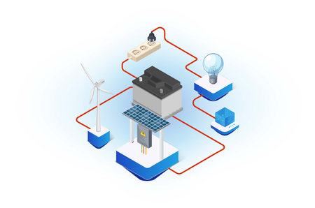 Renewable energy concept. Isometric illustration of renewable energy concept for web designのイラスト素材