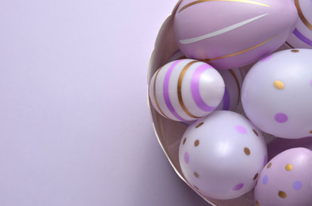 Easter eggs in a basket. Close-up. Easterの写真素材