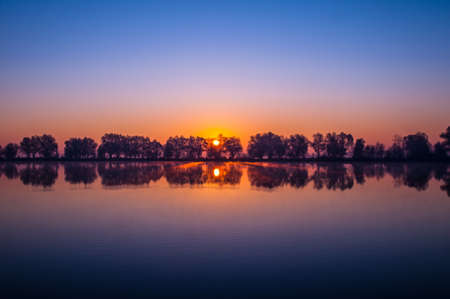 Beautiful sunrise on a fishingの写真素材