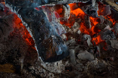 Fire background. Burned coal