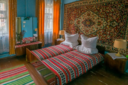 Kyiv, Ukraine - 14 Mar 2021: Old Soviet interior 50-70s style, USSR. Room with vintage furniture,...