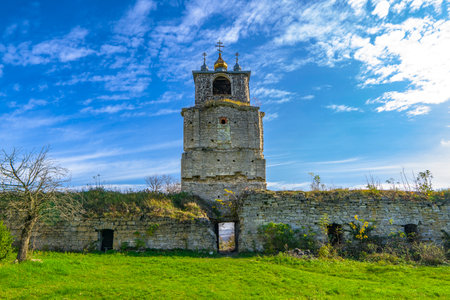 old temple ruins. Ancient saint Trinity convent monastery, Sataniv, Ukraine