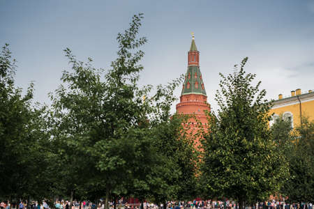Russia, Moscow - August 2016: Corner Arsenal Tower at Red Squareのeditorial素材