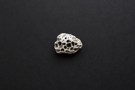 Close-up of sea stone isolated on black background.