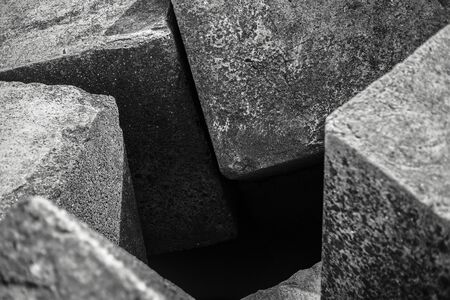Black and white abstract background of stone square.の写真素材