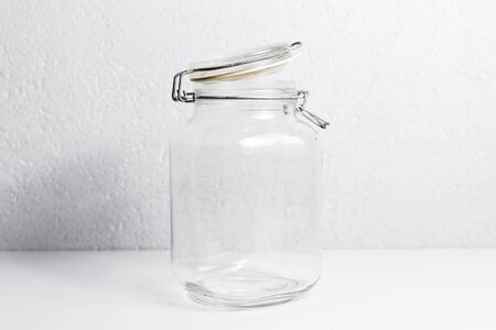 Thermo glass jar on white background.の写真素材