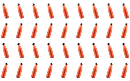 Pattern of reusable steel thermo water bottle lush lava of color, isolated on white background.の写真素材