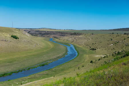 Natural landscape of Raut river in Moldova.