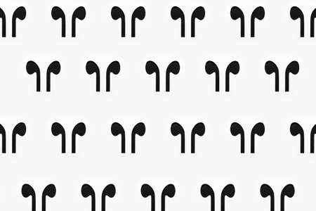 Pattern of wireless earbuds or earphones icon of black isolated on white background.の写真素材