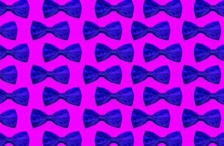 Pattern of blue bow ties on background of purple  color.