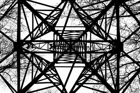 Black and white abstract background of steel pillar.の写真素材