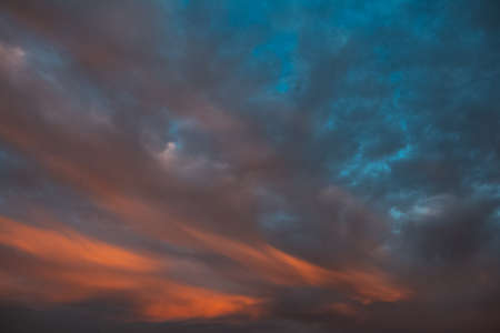 Colourful landscape of cloudy sky  at sunset.