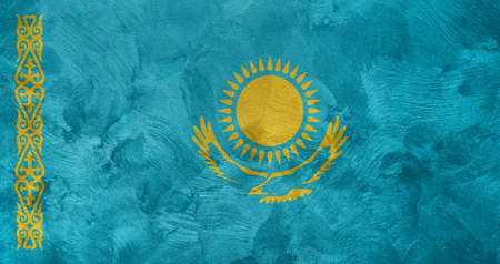 Textured photo of the flag of Kazakhstan.の写真素材