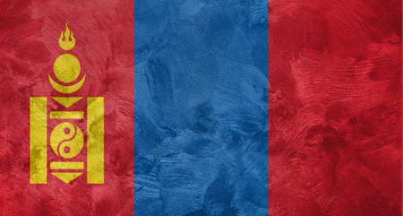 Textured photo of the flag of Mongolia.の写真素材