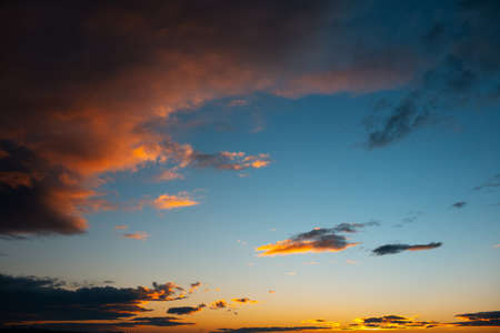 Natural landscape of beautiful sunset with colourful sky.