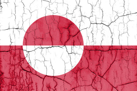 Textured photo of the flag of Greenland with cracks.の写真素材