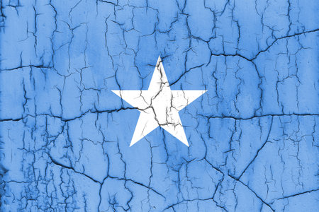 Textured photo of the flag of Somalia with cracks.の写真素材