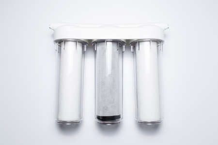 Water filtration system on white background. Top view.の写真素材