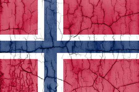Textured photo of the flag of Norway with cracks.の写真素材