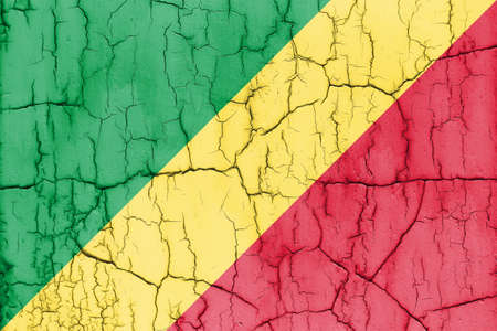 Textured photo of the flag of Republic of the Congo with cracks.の写真素材